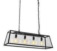 Italux Laverno - Industrial and Retro Hanging Pendant Black Matt 4 Light, E27