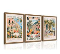 Italy Amalfi Coast Wall Art Decor Vintage Italian City Canvas Painting Italy Travel Landscape Poster Mediterranean Pictures Food Lemon Prints Beach Artwork for Kitchen Living Room 24x36 Inch Unframed
