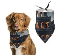 Italy Ancient Roman Landmarks Night Dog Bandanas Triangle Scarfs Printing Bib Scarf Adjustable Accessories for Small Dogs And Cats