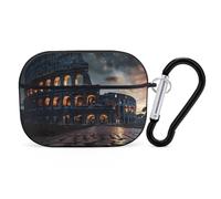 Italy Ancient Roman Landmarks Night Earphone Case PC Bluetooth Earbud Case Headphone Cases Compatible with Airpods Pro Black-style