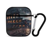 Italy Ancient Roman Landmarks Night Earphone Case PC Bluetooth Headphone Case Compatible with Airpods 1/Airpods 2 Black-style