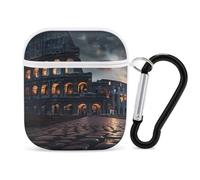 Italy Ancient Roman Landmarks Night Earphone Case PC Bluetooth Headphone Case Compatible with Airpods 1/Airpods 2 White-style