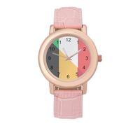 Italy and Belgium Flag Classic Watches for Women Pink Leather Strap Trendy Quartz Watch for Small Wrists