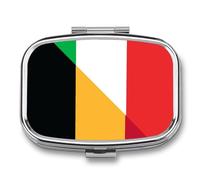 Italy and Belgium Flag Cute Travel Pill Organizer Portable Small Square Medicine Case Box for Pocket Purse