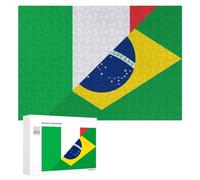 Italy And Brazil Flag Funny Jigsaw Puzzles Wooden Picture Puzzle for Adults Home Decors Gift