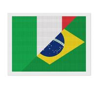 Italy and Brazil Flag Square Diamond Art Kits for Adults 5D DIY Full Drill Painting Gems Wall Arts and Crafts 12"x16"