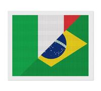 Italy and Brazil Flag Square Diamond Art Kits for Adults 5D DIY Full Drill Painting Gems Wall Arts and Crafts 16"x20"