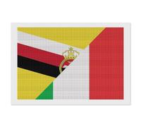 Italy and Brunei Flag Diamond Art Painting Kit Horizontal Version Full Drill Paint Square Crystal Points for Adult Beginners