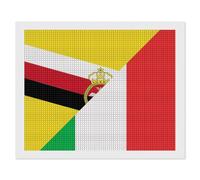 Italy and Brunei Flag Diamond Art Painting Kit Horizontal Version Full Drill Paint Square Crystal Points for Adult Beginners