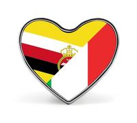 Italy And Brunei Flag Heart Badge Pin Metal Reel Pins Memorial Brooch Button Lapel Pins for Backpack Wedding
