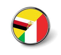 Italy And Brunei Flag Round Badge Pin Metal Memorial Brooch Button Lapel Pins for Backpack Wedding
