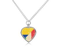 Italy And Columbia Vintage Flag Printed Pet Urn Necklace for Unisex Ashes Cremation Memorial Keepsake Pendant Jewelry