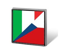 Italy And Czech Flag Square Badge Pin Metal Memorial Brooch Button Lapel Pins for Backpack Wedding