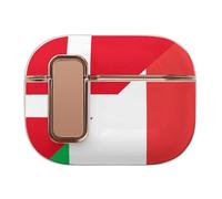 Italy And Denmark Flag Compatible with Airpod Pro 1/2 Case PC Scratch-Resistant Drop-Proof Protective Cover with Secure Buckle