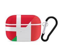 Italy And Denmark Flag Compatible with Airpod Pro Case PC Scratch-Resistant Drop-Proof Protective Cover with Keychain White-style