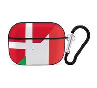 Italy And Denmark Flag Compatible with Airpod Pro Case PC Scratch-Resistant Drop-Proof Protective Cover with Keychain Black-style