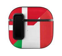 Italy And Denmark Flag Compatible with Airpods 4 Case PC Scratch-Resistant Drop-Proof Protective Cover with Secure Buckle