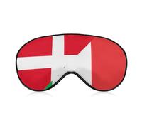 Italy and Denmark Flag Cute Sleep Masks Breathable Eye Mask with Adjustable Strap Light Blocking Comfortable Travel