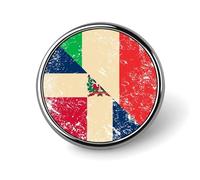 Italy And Dominican Vintage Flag Round Badge Pin Metal Memorial Brooch Button Lapel Pins for Backpack Wedding