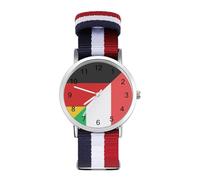 Italy and Germany Flag Classic Braided Strap Watches for Women Trendy Quartz Watch