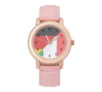 Italy and Germany Flag Classic Watches for Women Pink Leather Strap Trendy Quartz Watch for Small Wrists