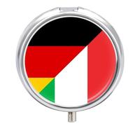 Italy and Germany Flag Cute Travel Pill Organizer Portable Small Round Medicine Case Box for Pocket Purse