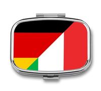 Italy and Germany Flag Cute Travel Pill Organizer Portable Small Square Medicine Case Box for Pocket Purse