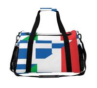 Italy and Greece Flag Large Capacity Travel Duffel Bag Sport Weekender Overnight Backpack Lightweight Luggage Bags
