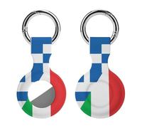 Italy And Greece Flag Silicone Protective Case Compatible with Airtag Funny GPS Tracker Accessories for Luggage Pet Collar