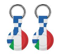 Italy And Greece Flag Silicone Protective Case Compatible with Airtag Funny GPS Tracker Accessories for Luggage Pet Collar