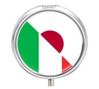 Italy and Japan Flag Mini Pill Box Portable Vitamins Organizer 3 Compartment Pills Case for Pocket Purse
