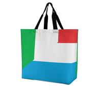 Italy And Luxembourg Flag Large Reusable Shopping Bag Lightweight Foldable Tote Bags Washable Shoulder Handbag