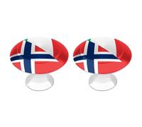 Italy and Norway Flag 2 Pcs Drawer Knobs Cabinet Pulls 2.8 CM Round Dresser Handle for Kitchen