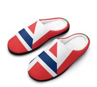 Italy And Norway Flag Men's Soft Cotton Slippers with Memory Foam Anti-skid House Shoes for Travel Indoor Outdoor