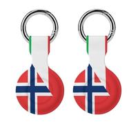 Italy And Norway Flag Silicone Protective Case Compatible with Airtag Funny GPS Tracker Accessories for Luggage Pet Collar