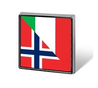 Italy And Norway Flag Square Metal Brooches 1 Inch Decorative Badges Exquisite Decorations Pins for Clothing
