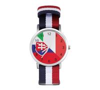 Italy and Slovenia Flag Classic Braided Strap Watches for Women Trendy Quartz Watch