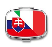 Italy and Slovenia Flag Cute Travel Pill Organizer Portable Small Square Medicine Case Box for Pocket Purse
