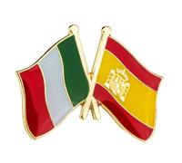 Italy and Spain Crossed Flags Enamel Diplomat Lapel Pin - 2.4 x 1.9 cm Metal Badge - International Friendship Accessory for Jackets, Hats, Backpacks, and More