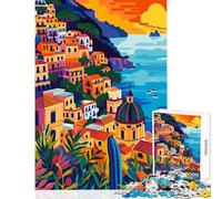 Italy Art Amalfi Coast Jigsaw for Teenagers 1000 Pieces Stimulate Active Brain And Mind Gentle Relaxing Fun Activity (38x52cm)