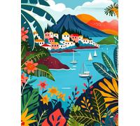 Italy Art Theme Notebook Journal: Aeolian Islands Minimalist Italian Illustration