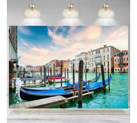 Italy Backdrop Historical Culture Boat Bridge Canal City Photographic Background Water Town Travel Party Decor Banner 210X150cm