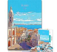 Italy Bari Travel Puzzles for Teenagers Teens 1000pc Puzzle,Stress Reliever Staycation Kill Time with Matching Poster And Trivia Sheet 75x50cm