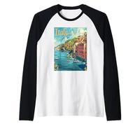 Italy Charming Seaside Landscape Raglan Baseball Tee