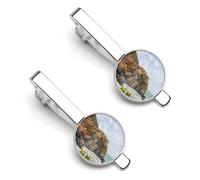 Italy Cinque Terre Men's Tie Clips Necktie Bar Pinch Clip Set of 2 Formal Business Wedding Accessories