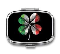 Italy Clovers Flag Cute Travel Pill Organizer Portable Small Square Medicine Case Box for Pocket Purse