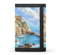 Italy Coast Cinque Terre Funny Slim Trifold Wallet for Men Front Pocket Purse with Credit Card Holder