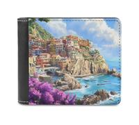 Italy Coast Cinque Terre Small Billfold Wallet Front Pocket Card Holder Slim Passport Purse for Men Women