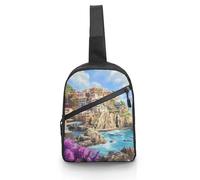 Italy Coast Cinque Terre Small Foldable Sling Bag Crossbody Shoulder Chest Bags for Travel Hiking