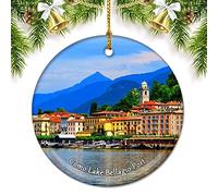 Italy Como Lake Bellagio Port Christmas Ornaments for Tree Ceramic Pendant Double Sided Ornament Decor Xmas Gifts Porcelain Travel Souvenirs